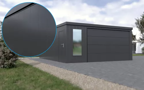 Großraumgarage STARK SUPER 1²´² L-C9 [Lackiert] mit Innovatives Frontfenster und Nebentür