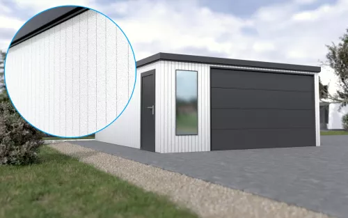 Großraumgarage STARK SUPER 1²´² P-T10 [Verputz] mit Innovatives Frontfenster und Nebentür