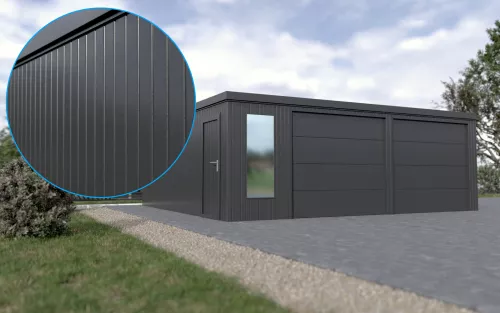 Doppelgarage STARK SUPER 2²´² L-T10 [Lackiert] mit Innovatives Frontfenster und Nebentür