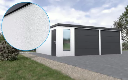 Doppelgarage STARK SUPER 2²´² P-C9 [Verputz] mit Innovatives Frontfenster und Nebentür