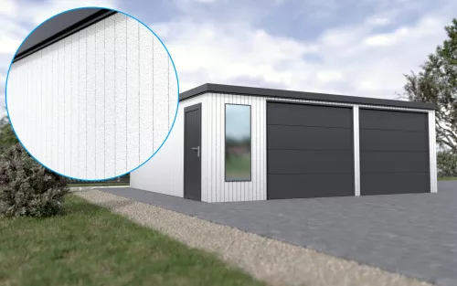 Doppelgarage STARK SUPER 2²´² P-T10 [Verputz] mit Innovatives Frontfenster und Nebentür